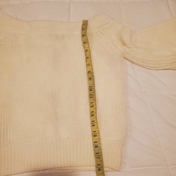 Ivory/cream colored off the shoulder sweater - Picture 4 of 6